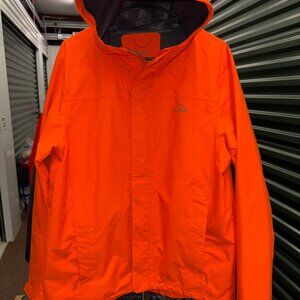 LL Bean TEK Rain Jacket Hooded Softshell Full Zip Parka Coat Mens Orang Medium